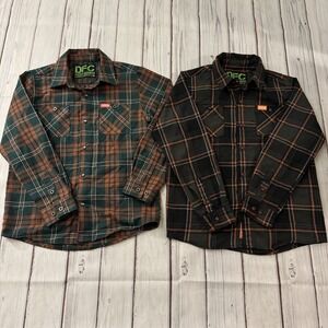 Dixxon‎ Dixon Youth Flannel Shirt Lot 2 Size M Plaid Button Front DFC